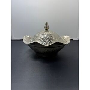 Turkish‎ Sena Silver Plated Candy Nut Trinket sugar Dish With Lid